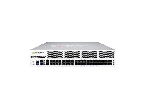 FortiGate1800F - 4 x 40GE QSFP+ slots, 12 x 25GE SFP28 /10GE SFP+ slots, 2x10GE SFP+ HA slots, 8 x GE SFP slots, 18 x GE RJ45 ports. SPU NP7 and CP9 accelerated, dual AC power supplies - Fortinet FG-1800F